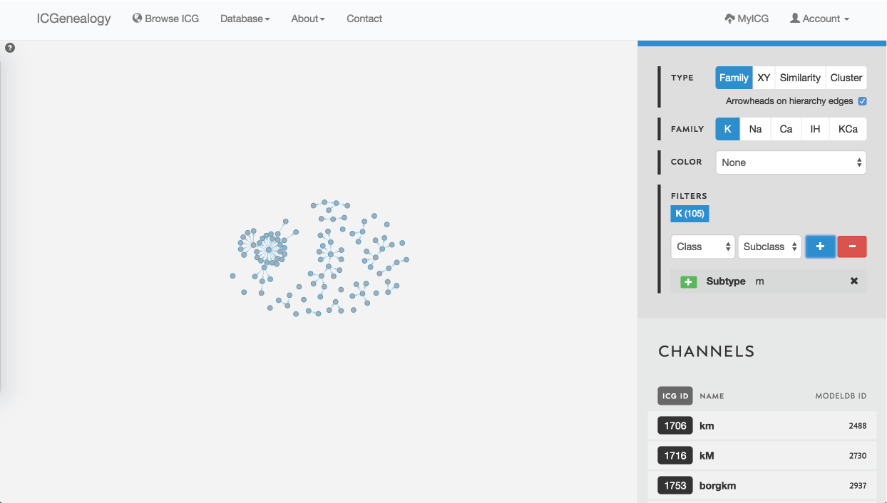 Figure 28: Example 2: filtering potassium channel models by the subtype label m-type.